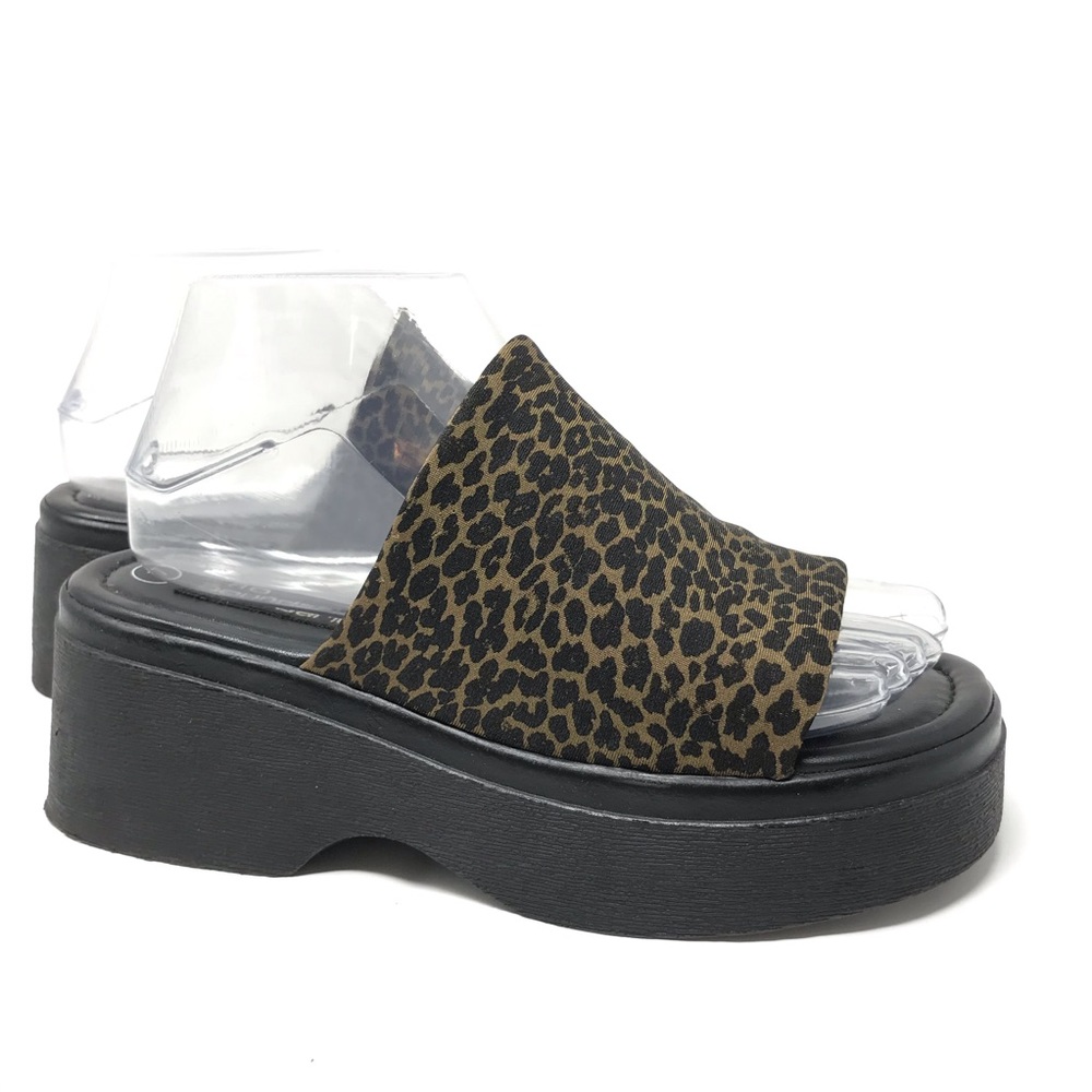 Vintage Y2K 90s Platform Leopard Slides Size 7